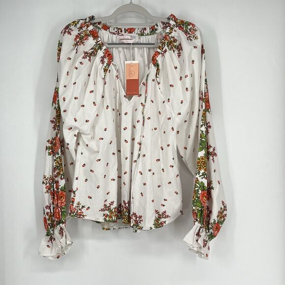 Anthropologie x Kinga Csilla Tunic Small Boho Peasant Oversize Floral Linen - Picture 8 of 12